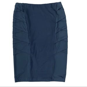 Donna Karan Black Layered Side Panel Stretch Pencil Skirt